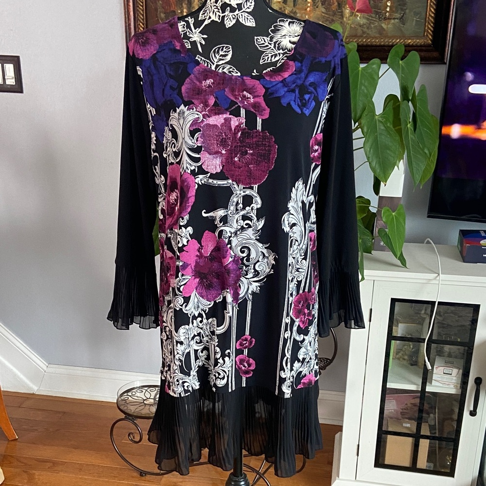 Floral Black and Purple Dress